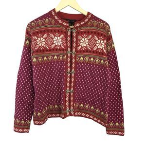 Peruvian Sweater Chaska Medium Hand Made Peru Cotton Top Metal Hooks Womens